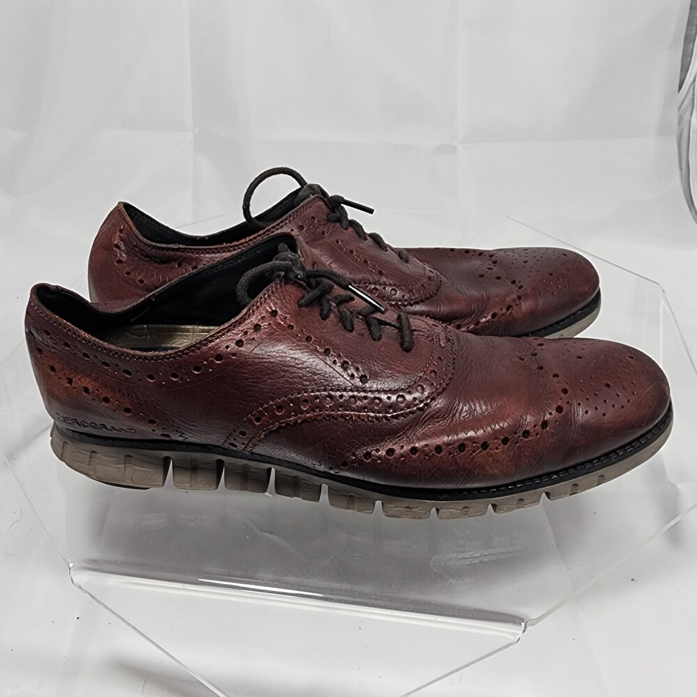 Cole Haan Zerogrand Wingtip Oxford Shoes Men 10.5 Burgundy Brown Leather C30279